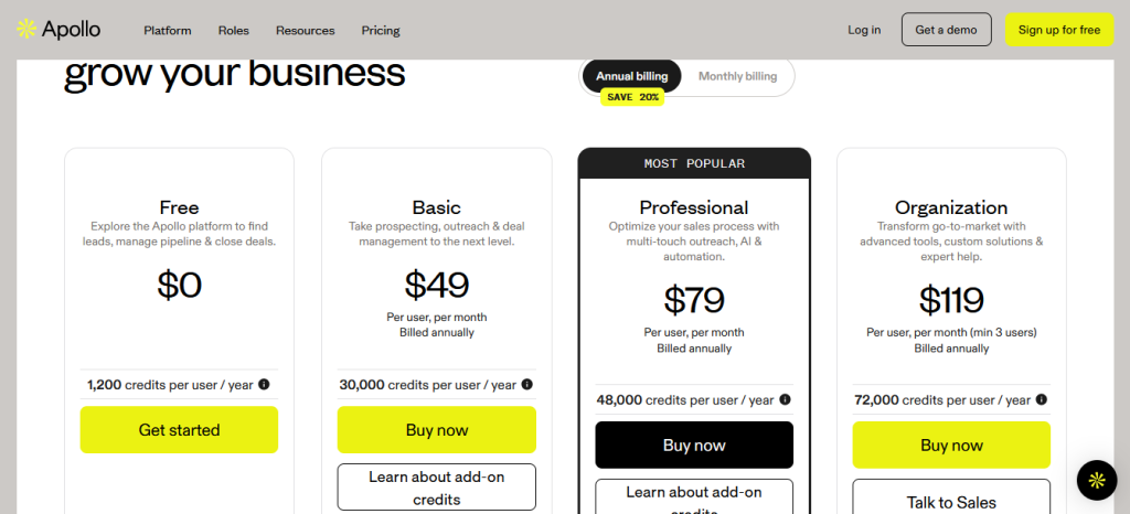 Apollo.io Pricing