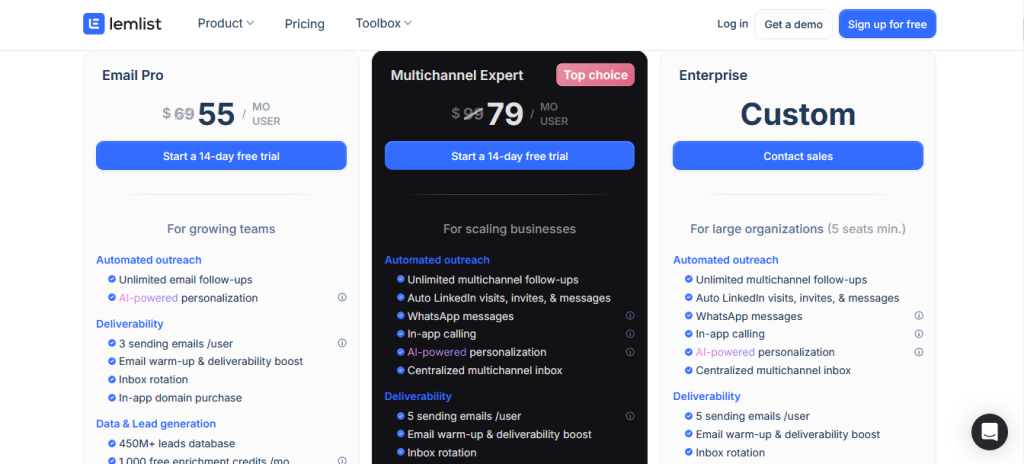 Lemlist Pricing