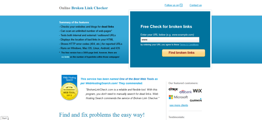 Online Broken Link Checker