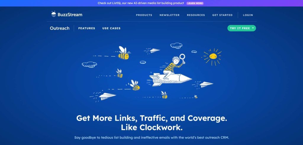 BuzzStream homepage screenshot