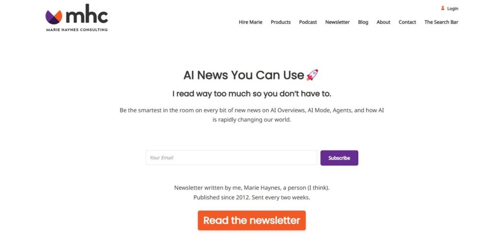 Marie Haynes' Search News You Can Use newsletter
