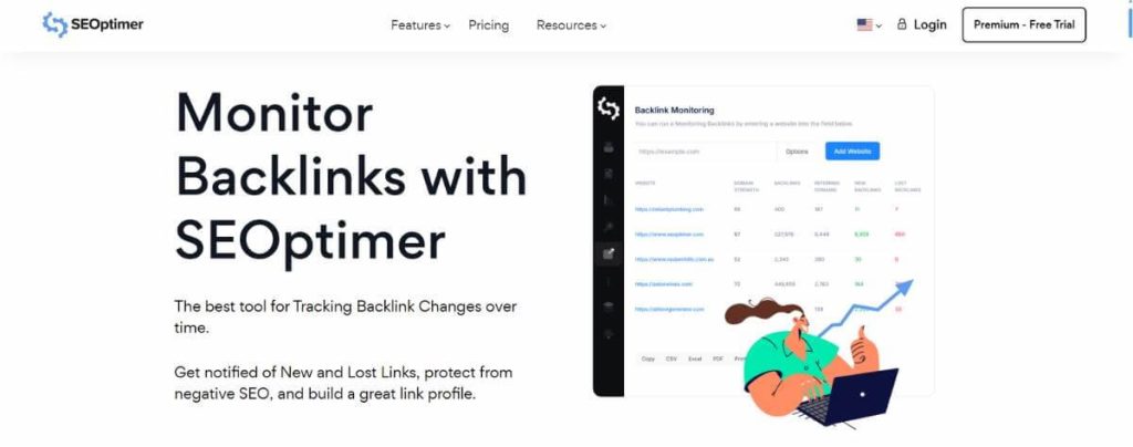Monitor Backlink by SEOptimer screenshot
