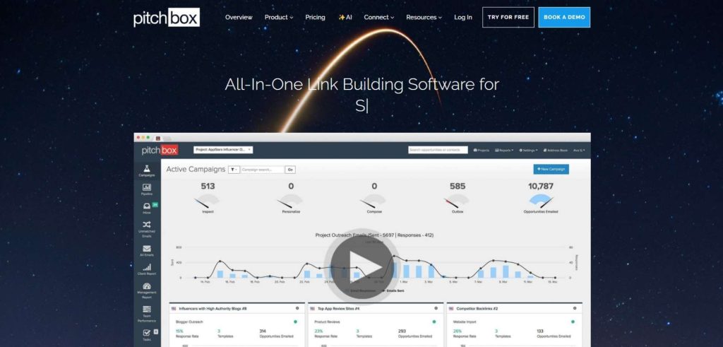 Pitchbox homepage screenshot
