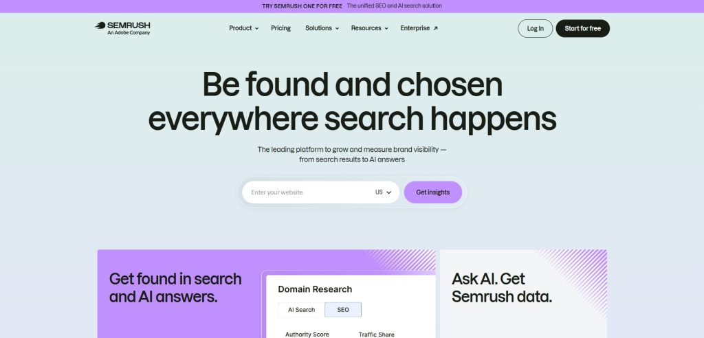 SEMrush Homepage - Oct'2026