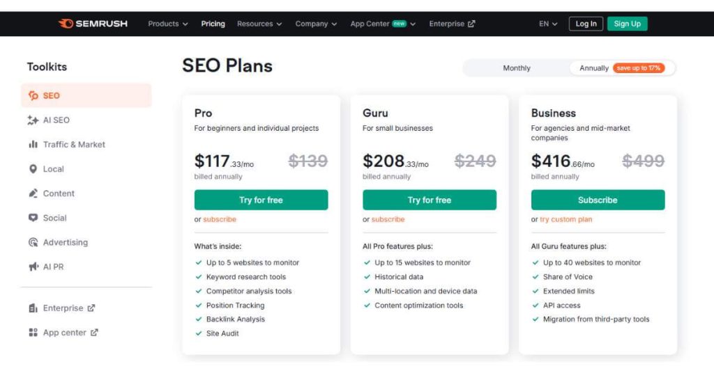 semrush payment screenshot