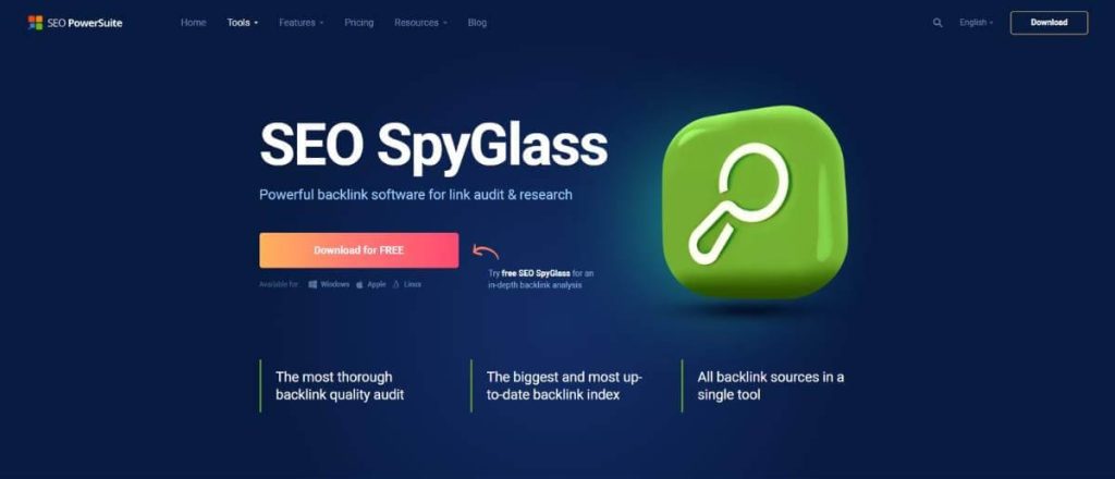 seo spyglass screenshot