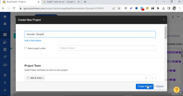 Buzzstream - Create a Project