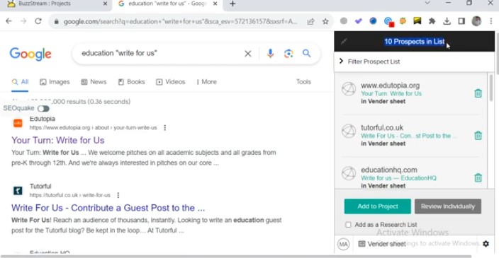 Buzzstream - Prospect List