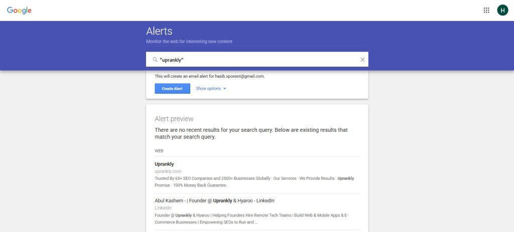 Google Alerts - Write Your Brand Name with Quotation