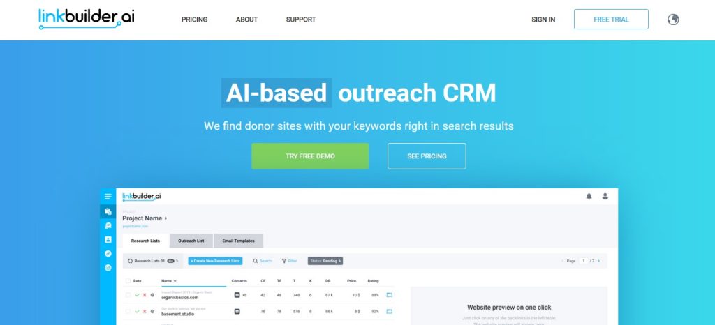 Linkbuilder AI Homepage