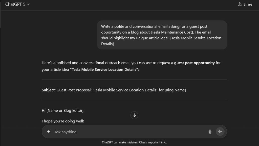 Using ChatGPT to Write Personalized Outreach Email 01