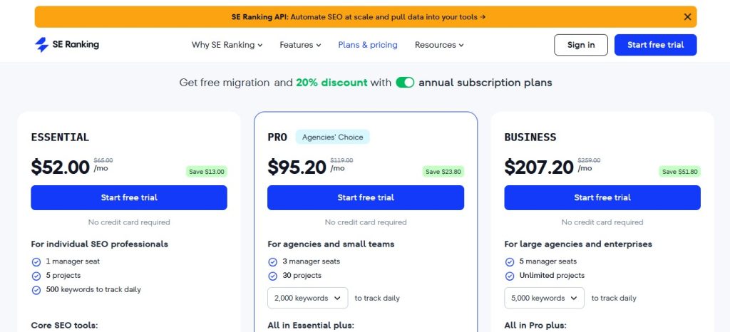 SE Ranking Pricing - Latest