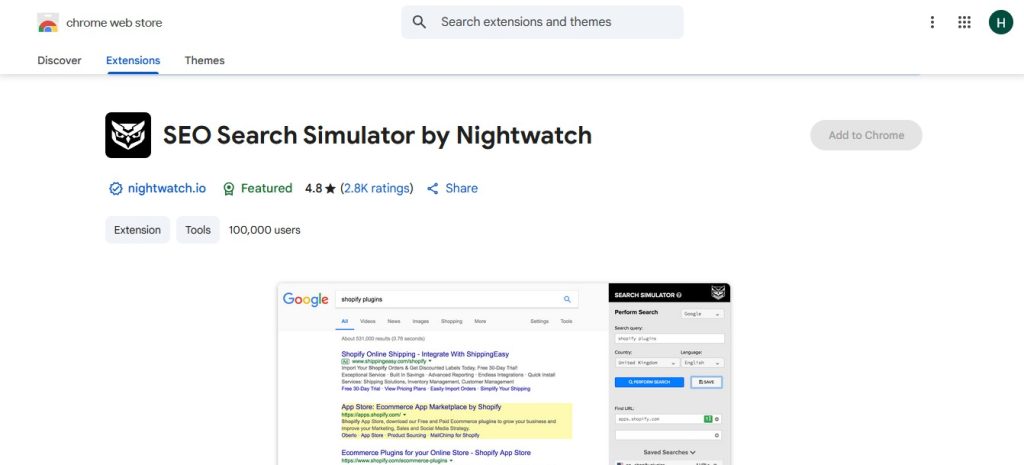 SEO Search Simulator by Nightwatch