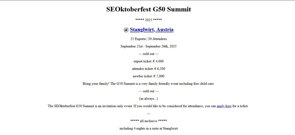 SEOktoberfest G50 Summit Conference