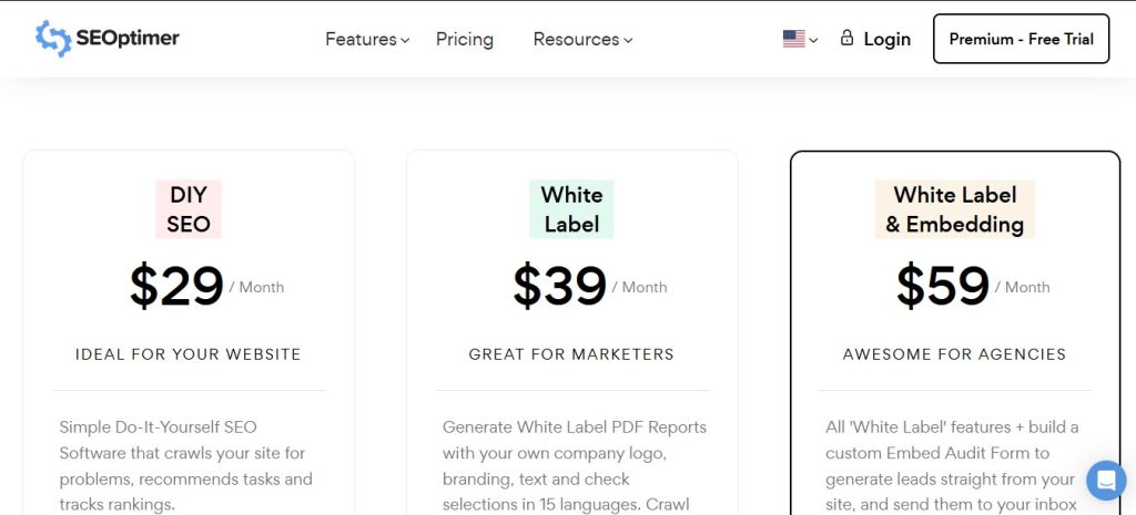 SEOptimer Pricing