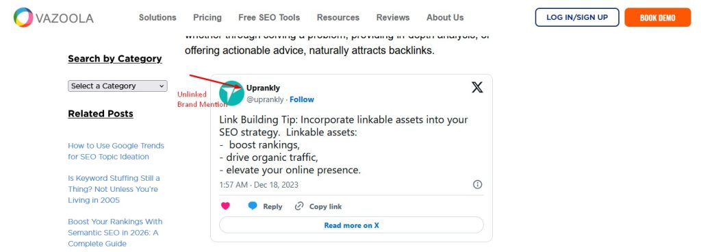 Unlinked Brand Mention