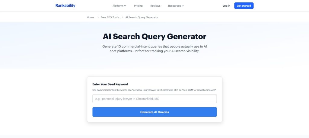 Rankability AI Search Query Fanout Homepage