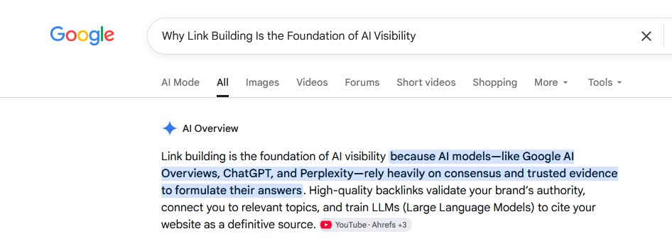 Why Link Building Is the Foundation of AI Visibility - Google Search