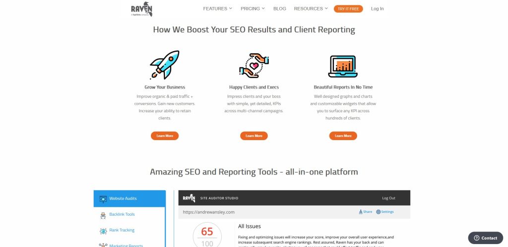 Raven Tools Homepage