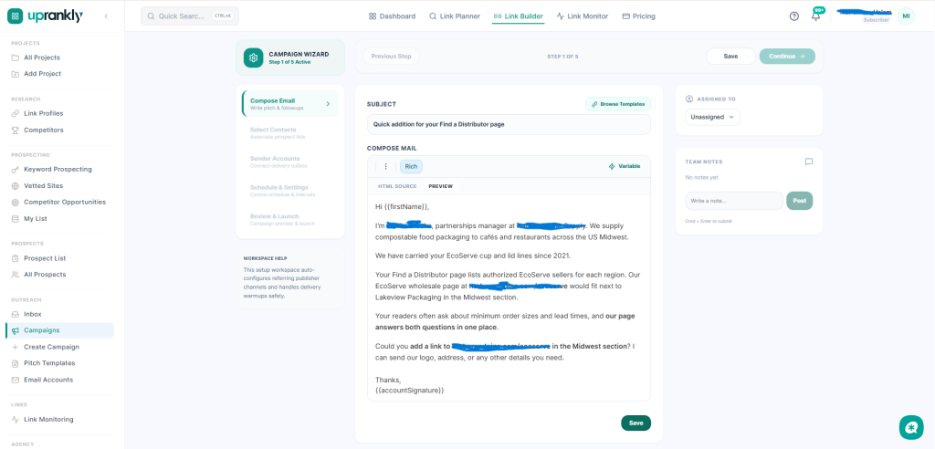 Uprankly Outreach Email